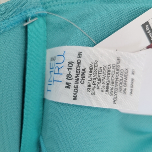 Time and Tru Popcorn Texture Aqua Bandeau Knot Top M 8-10 NWT Adjustable Straps - Picture 7 of 12